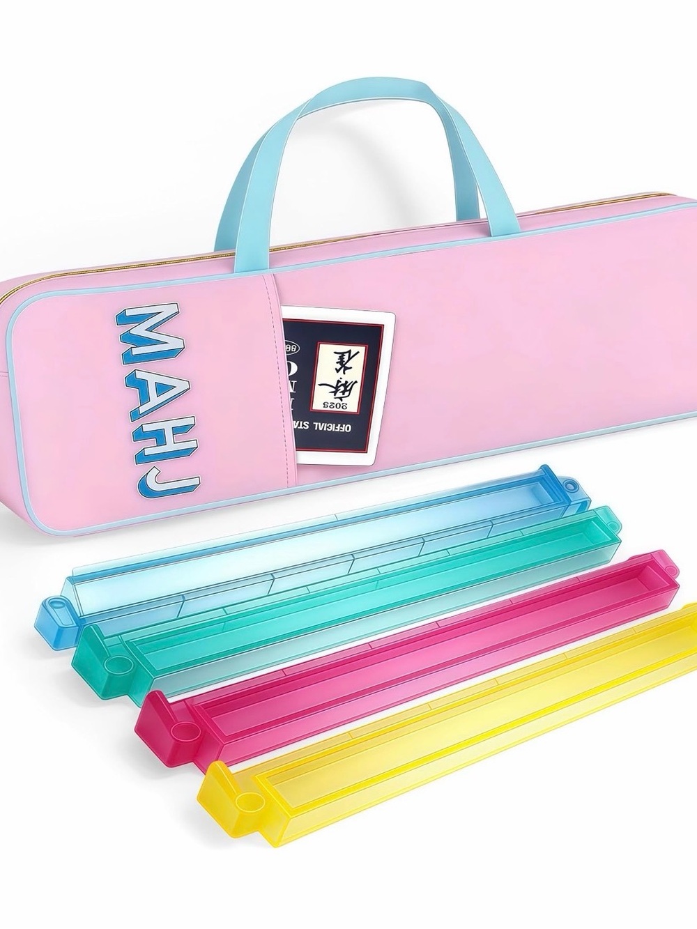 Mahjong Rack Storage Bag with Zipper – 21" Case Fits 4 racks and pushers,pink